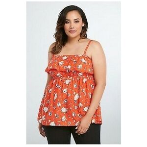 NWT Torrid Red Floral Ruffle Babydoll Top 10